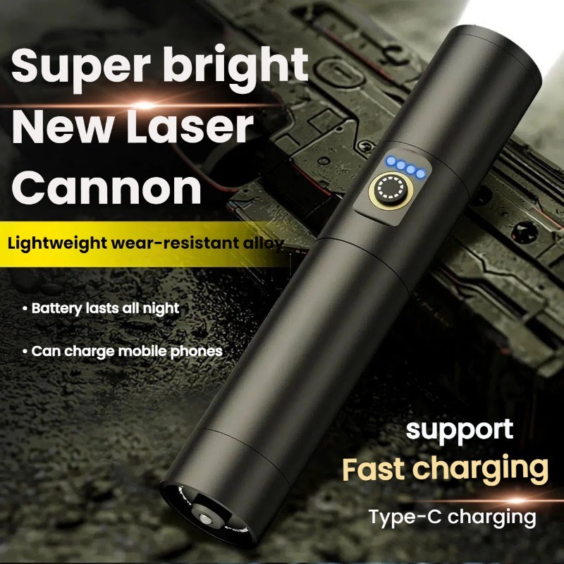 Outdoor Lighting Setup - Strong Light LED Flashlight Type-C Charging