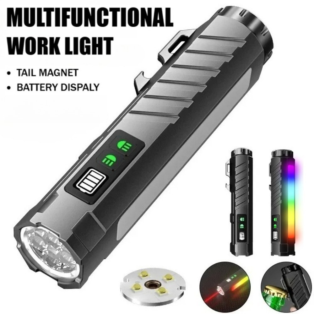 Outdoor Lighting Setup - Multifunctional Strong Light LED Flashlight Rechargeable