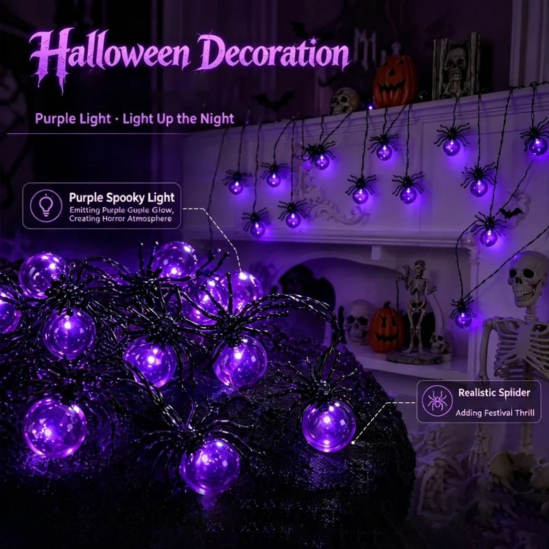 Battery Powered Spider LED Str - огляд і ціна Outdoor Lighting Decoration